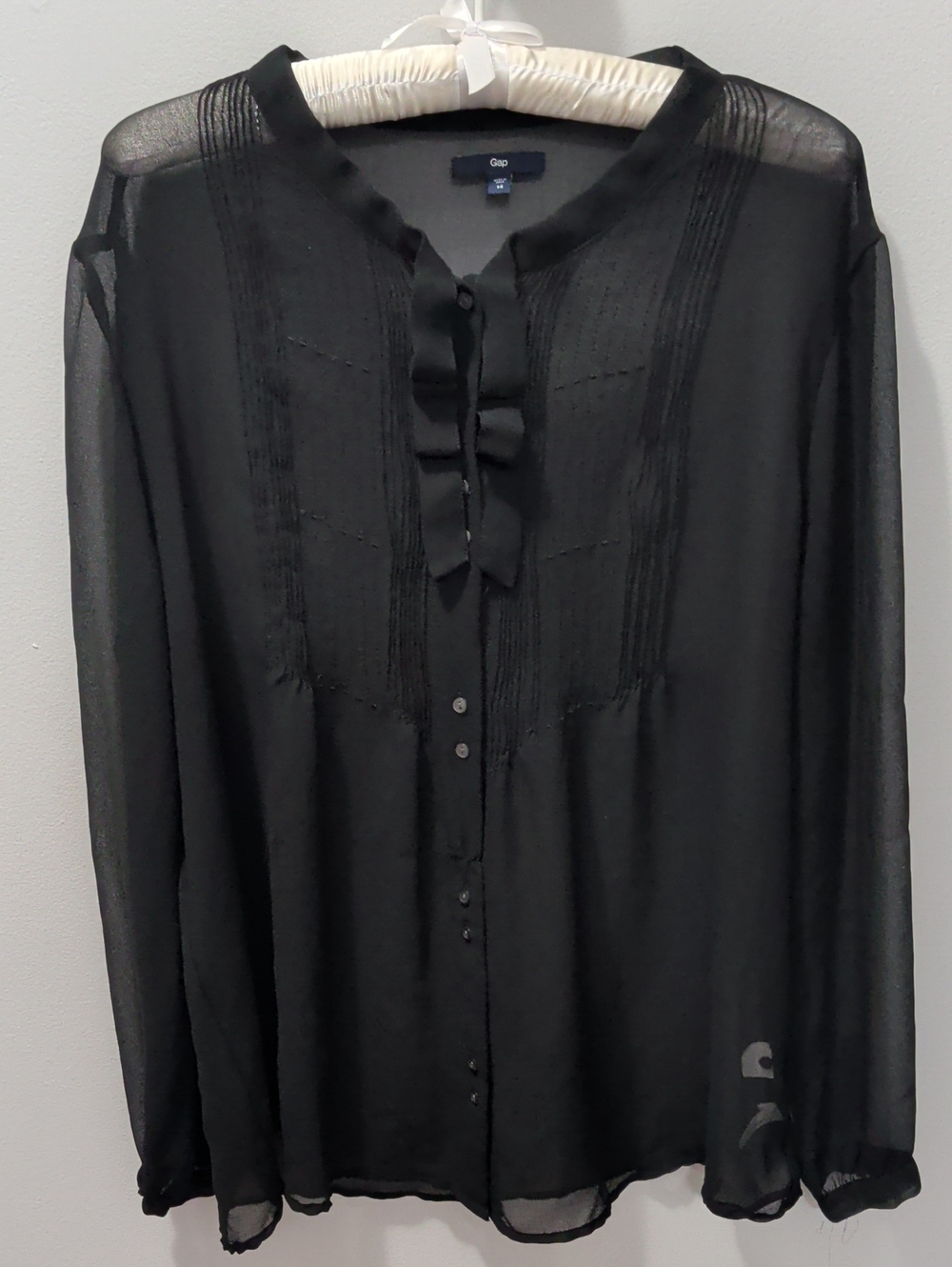 Gap Black Sheer Coquette Doll Blouse Size Medium